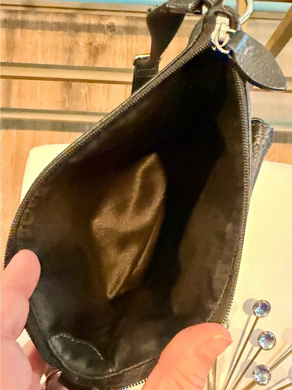 Coach Dark Brown Pebbled Leather Shoulder Bag with Front Turn-Lock